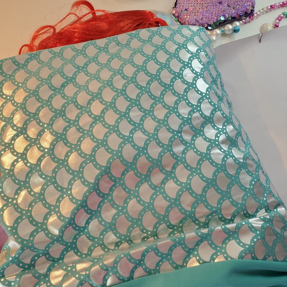 Spooktacular Creations Mermaid Costume Girls Medium 8-10 Purple Teal Red Wig NWT - Picture 7 of 8